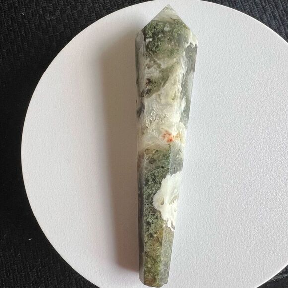 Moss Agate Crystal Meditation Wand (#3) - Picture 12 of 12